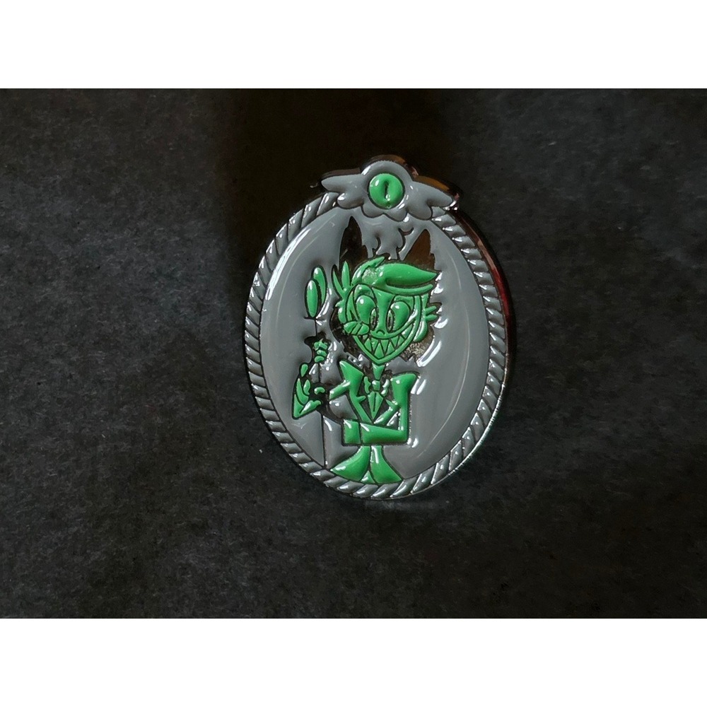 Alastor Pin Brooch Hazbin Hotel Gray Green Portrait Style